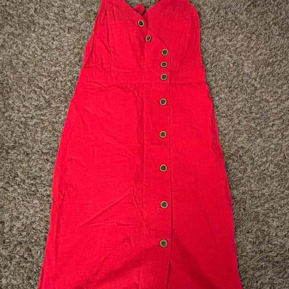 Red Button-Down Mini Dress